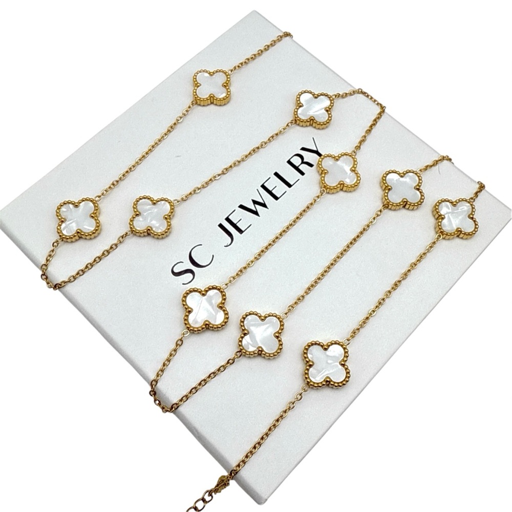 Last 1 🔥 Clover Necklace Gold Mother of Pearl Double Sided Stainless Steel - Picture 8 of 13